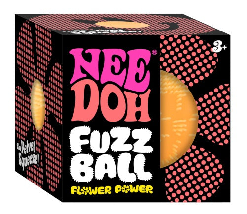 Small black box with orange flower made of dots.