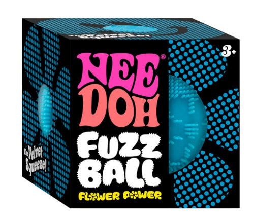 Small black box with blue flower made of dots.