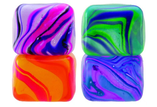 Four Squared Shapes, each with different color swirls.