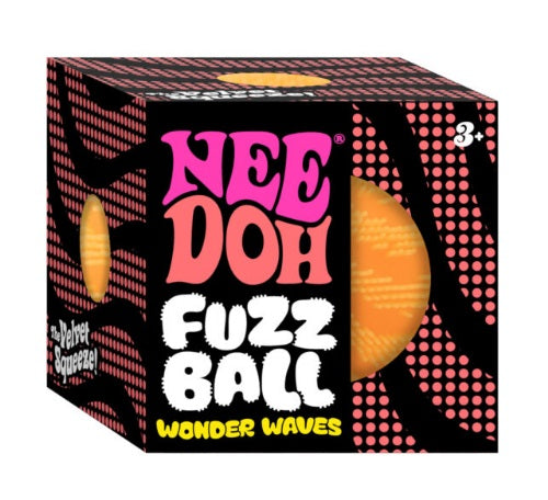 Square package with dotted wave pattern.