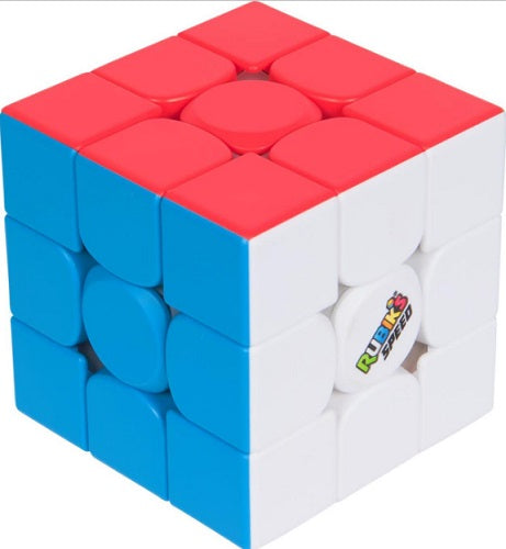 Rubik's Cube with red, white, and blue sides on a white background
