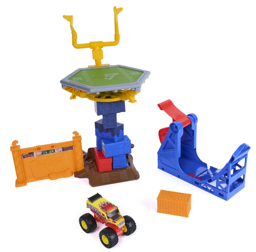 Monster Jam play set with school bus monster truck.