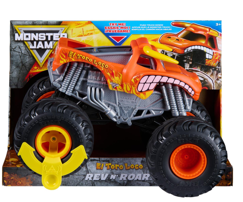 "Rev N' Roar" El Toro Loco toy truck in package.