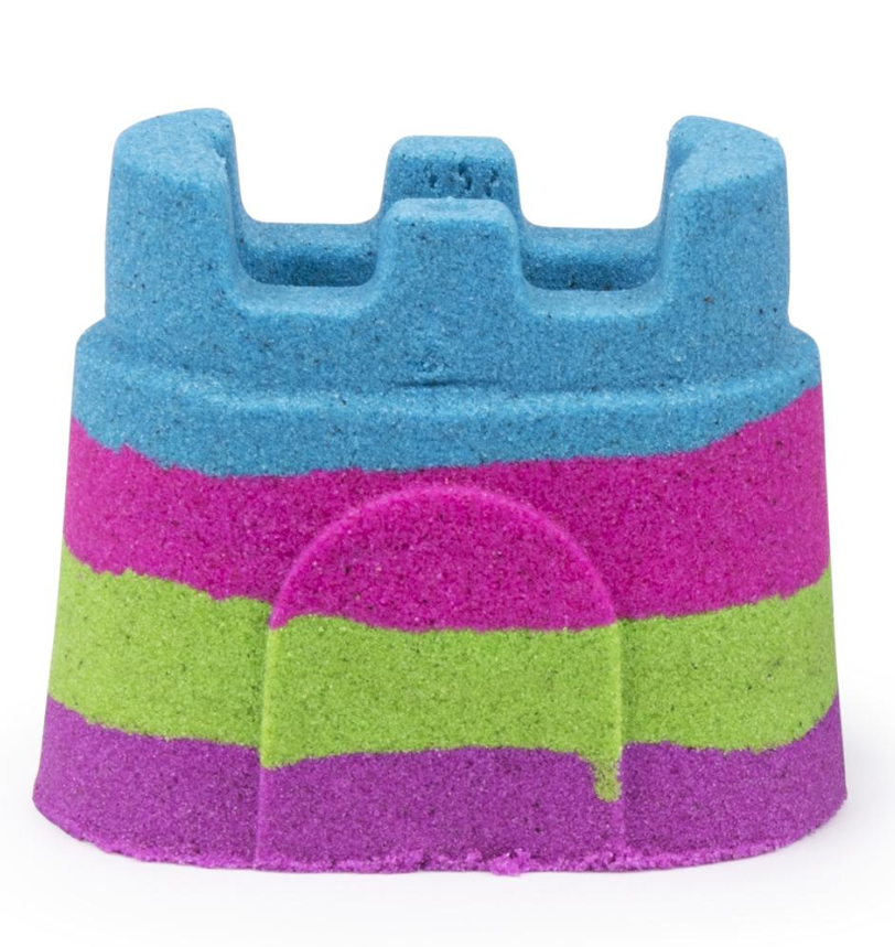 Castle shape molded from multiple colors of Kinetic Sand.
