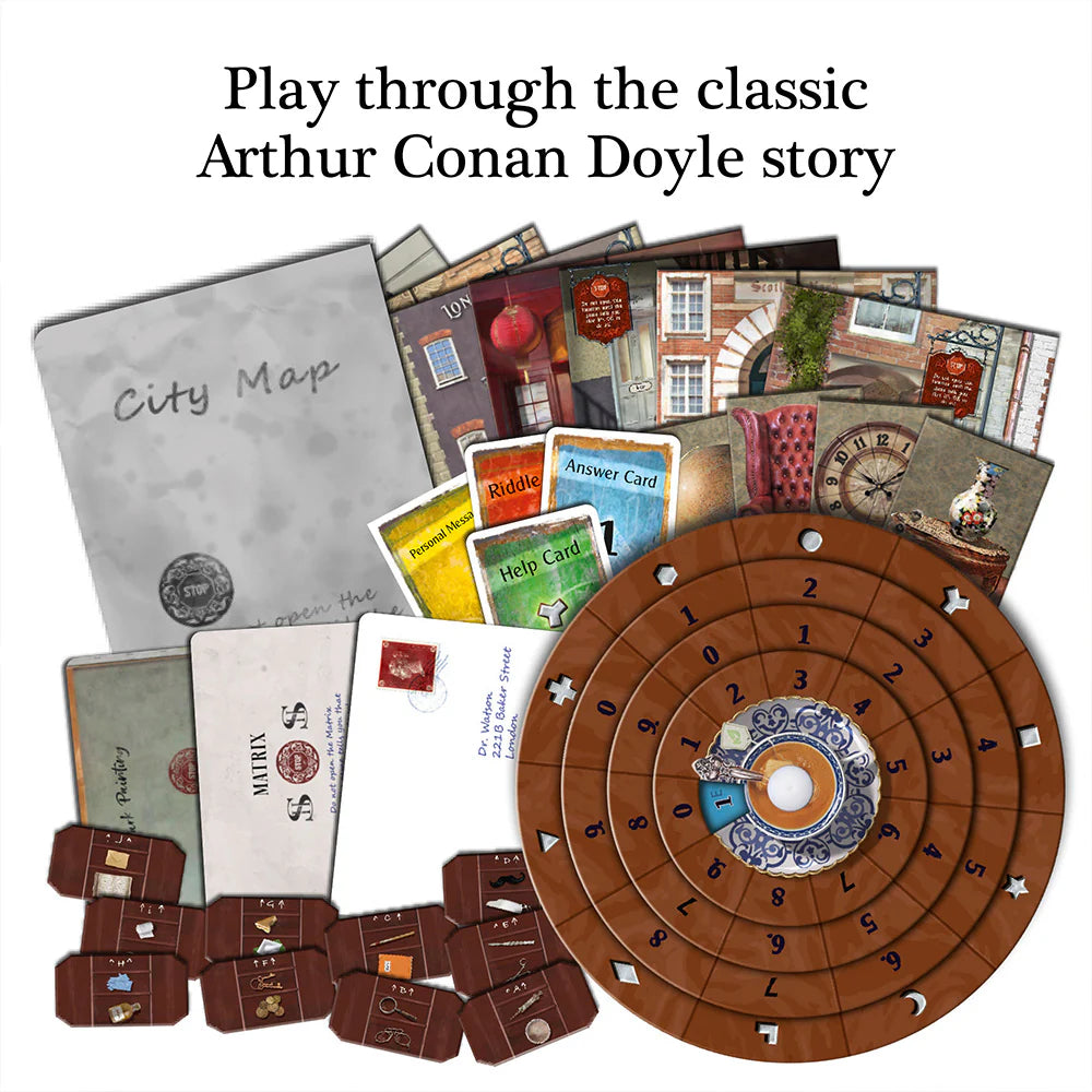 Exit: The Disapearance of Sherlock Homes game components