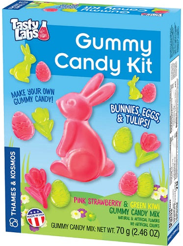 Tasty Labs Gummy Candy Kit packaging with gummy candy illustrations on a blue background