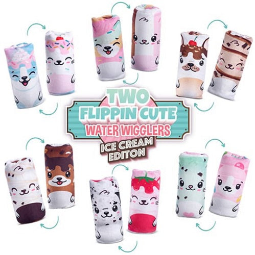 Diagram showing  each side of Two Flipping Cute Water Wigglers Ice Cream Edition 