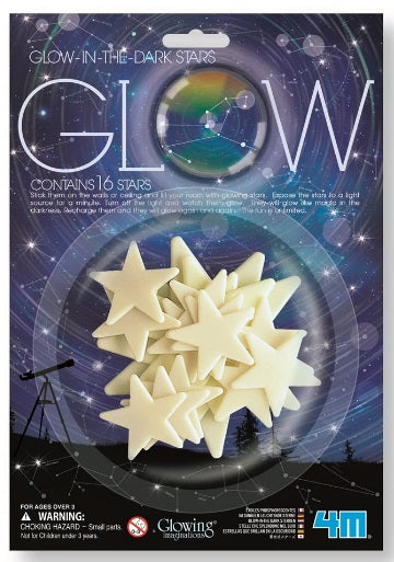 Glow-in-the-dark stars packaging with stars and space-themed design