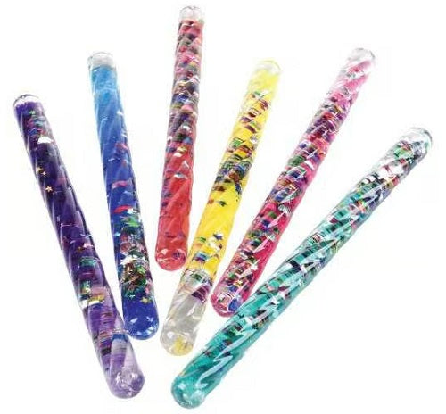 Colorful corkscrew glitter filled wands