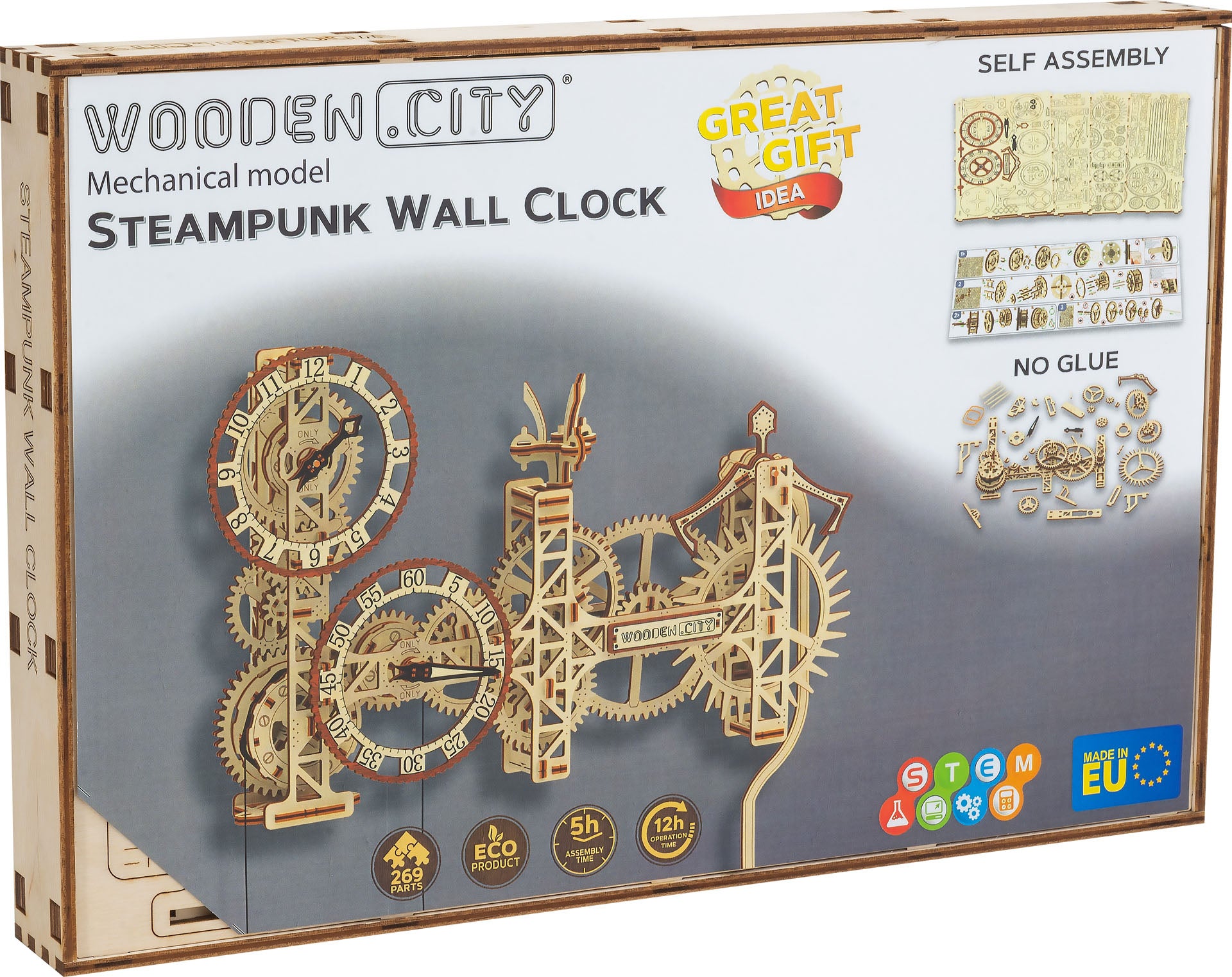 Wooden City Steampunk Clock
