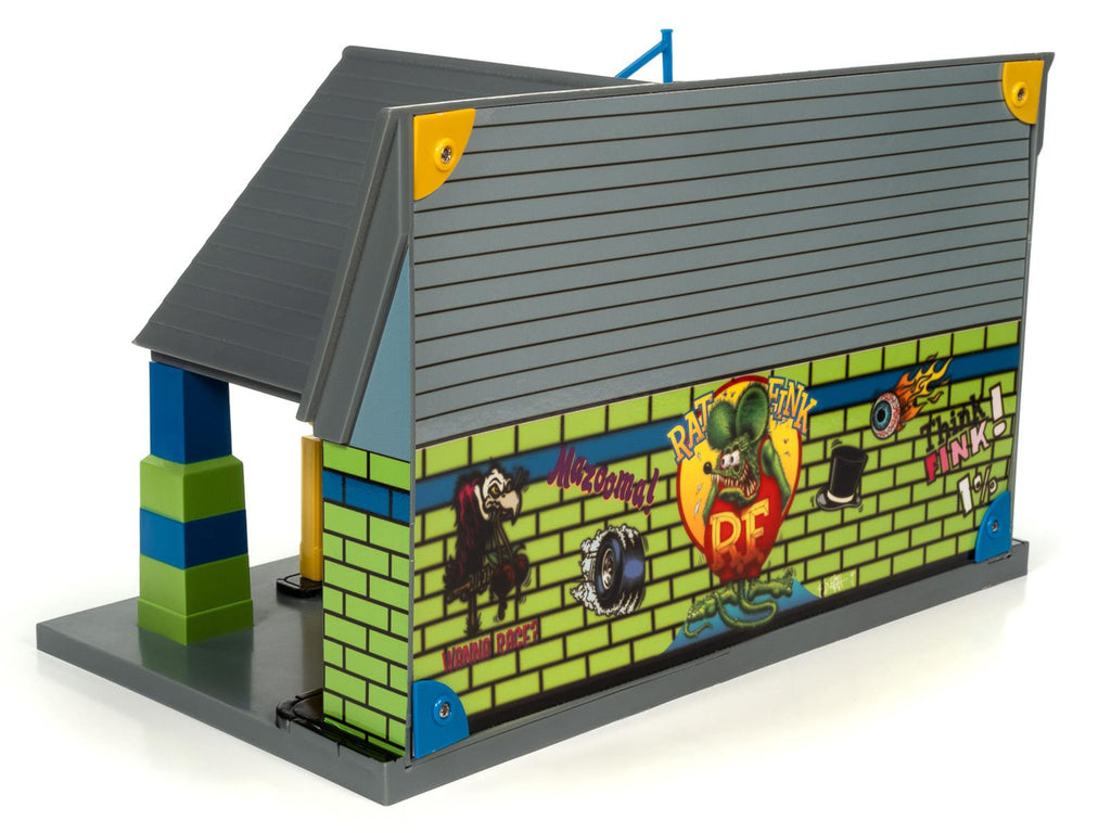 Backside of Diorama showing flat surface with Rat Fink graphitti.