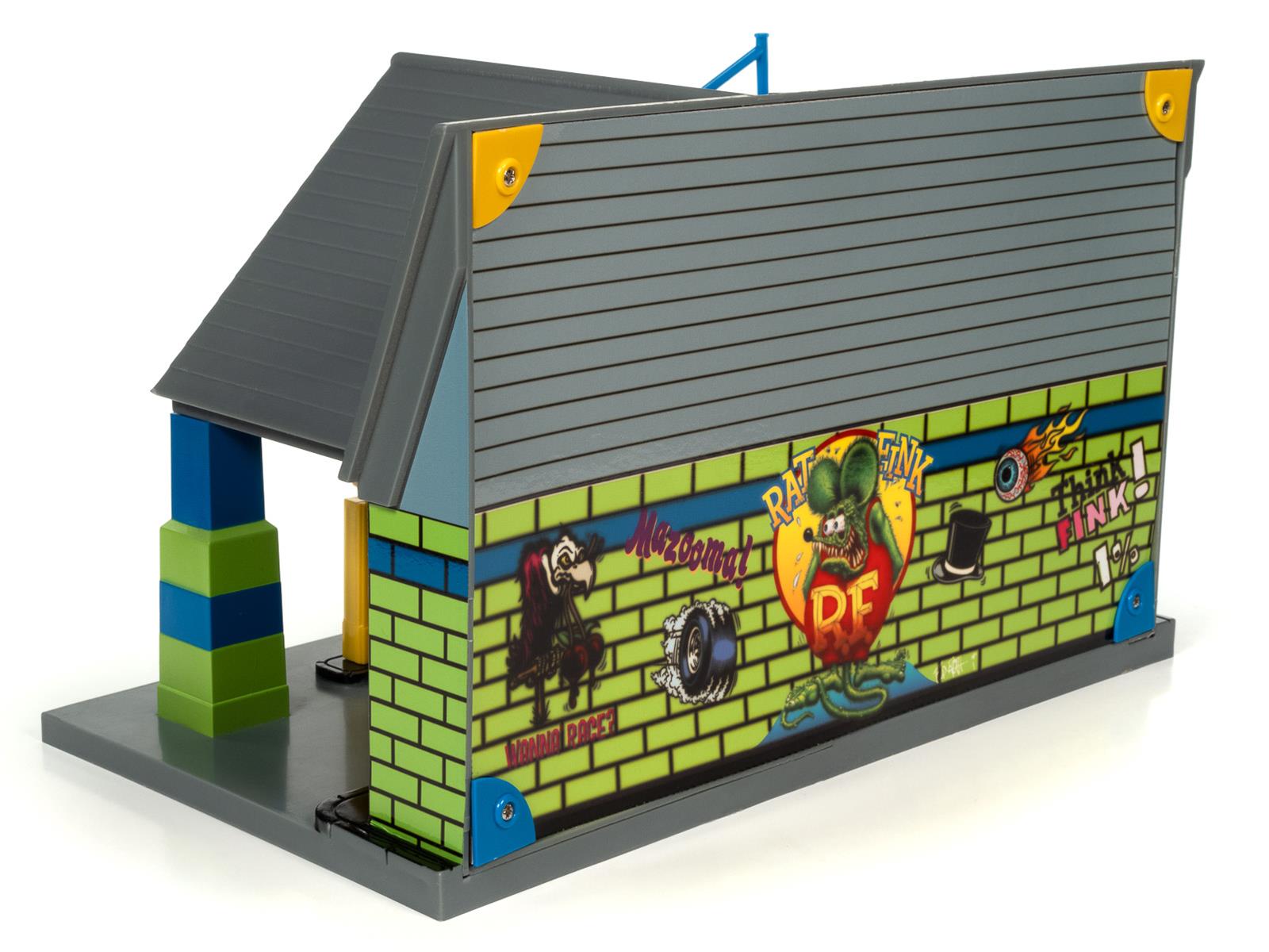 Backside of Diorama showing flat surface with Rat Fink graphitti.