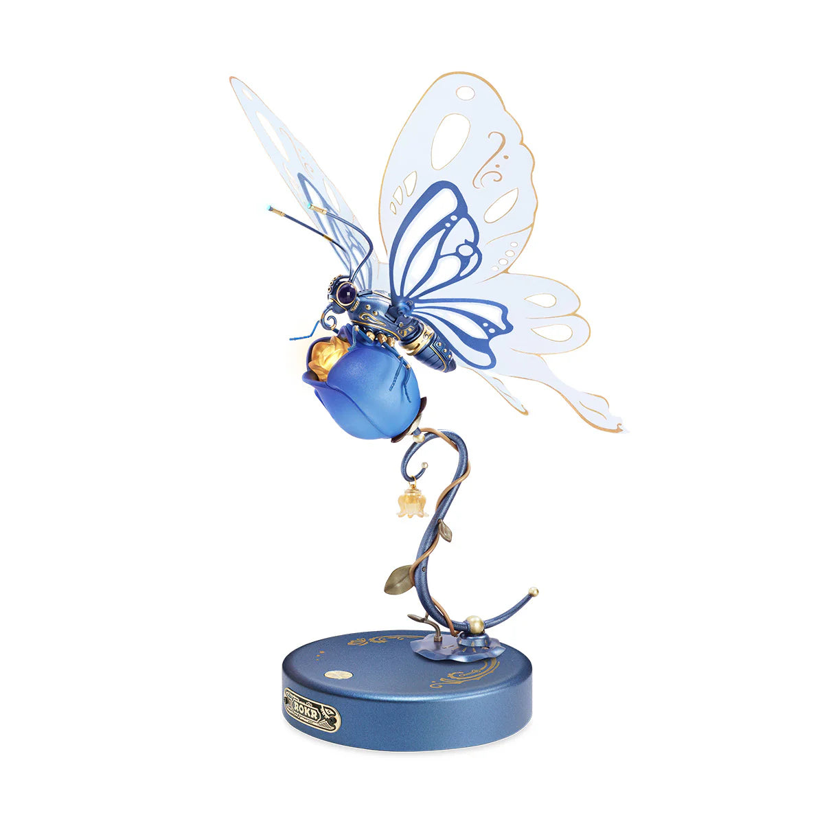 Blue Butterfly figure on a blue rose.