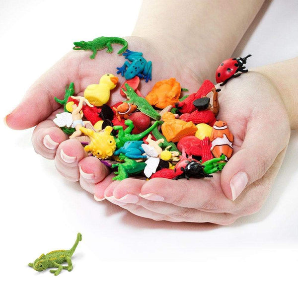 Two Hands filled with Safari's Assorted Good Luck Mini Animals
