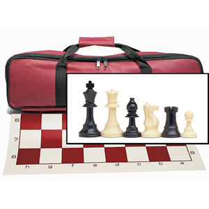 Tournament Chess Set with Burgundy Bag