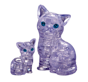 Clear Cat with Kitten 3D Crystal Puzzle