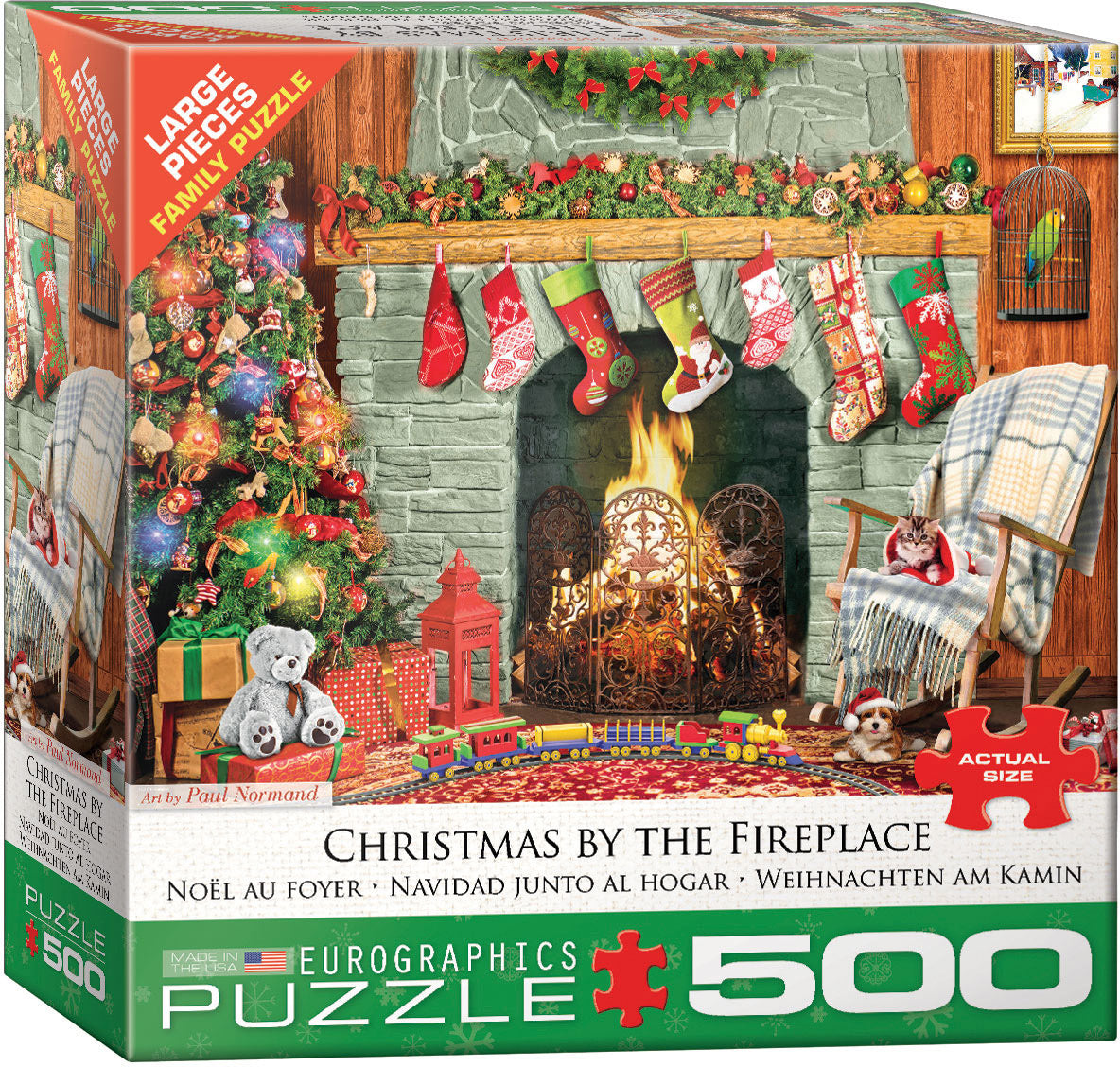 Christmas by the Fireplace 500pc Large Piece Puzzle