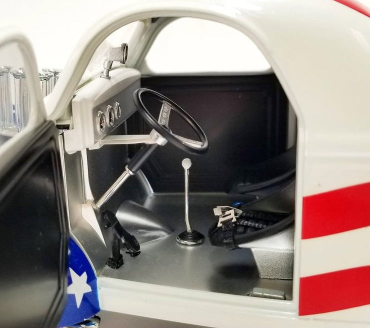 Interior view of diecast model car.