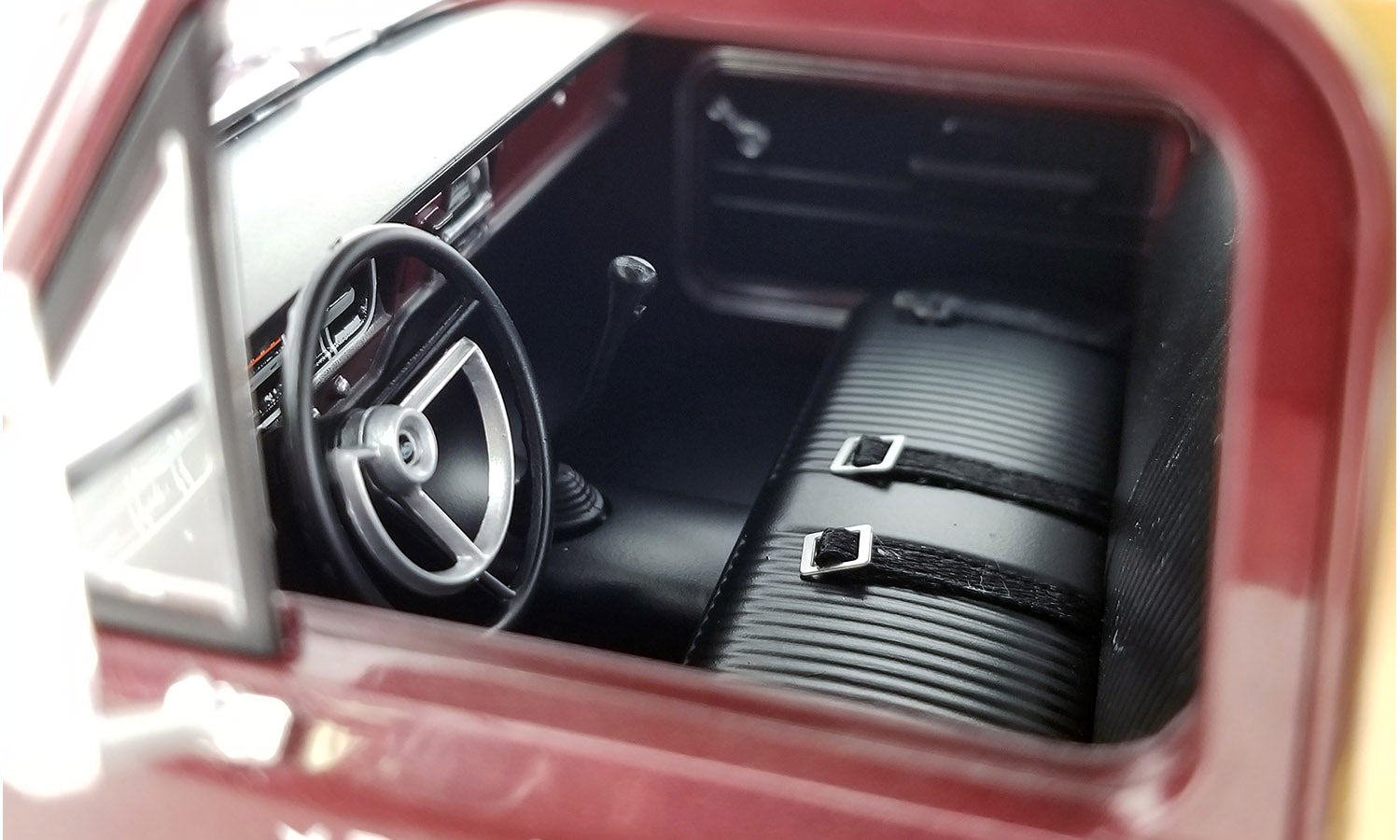 Interior view of 1/18 scale model ramp truck