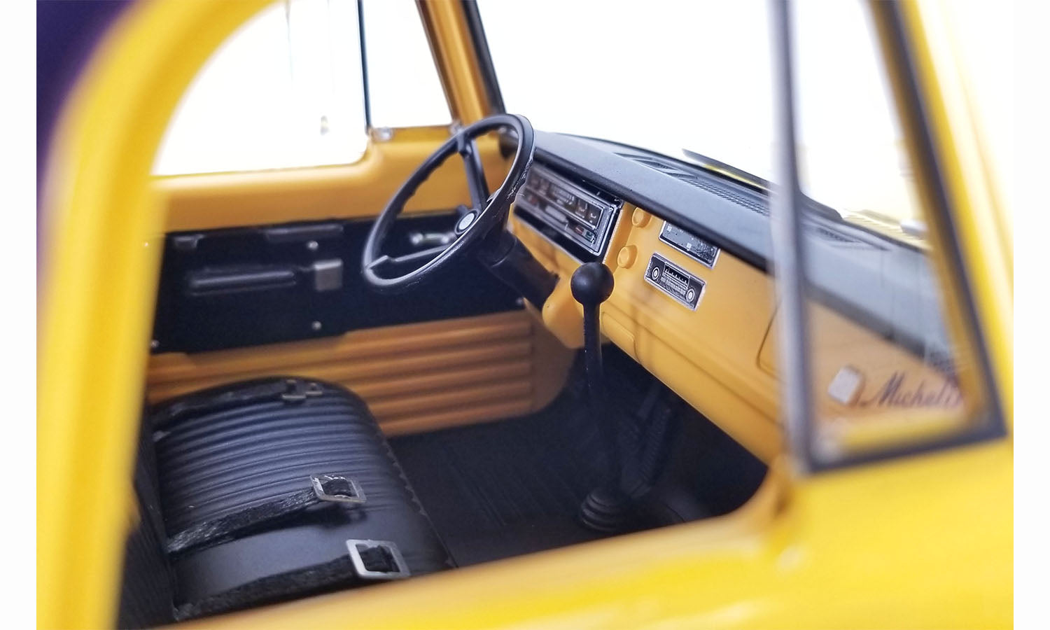 Interior view of 1/18 diecast model of 1970 Dodge D-300.