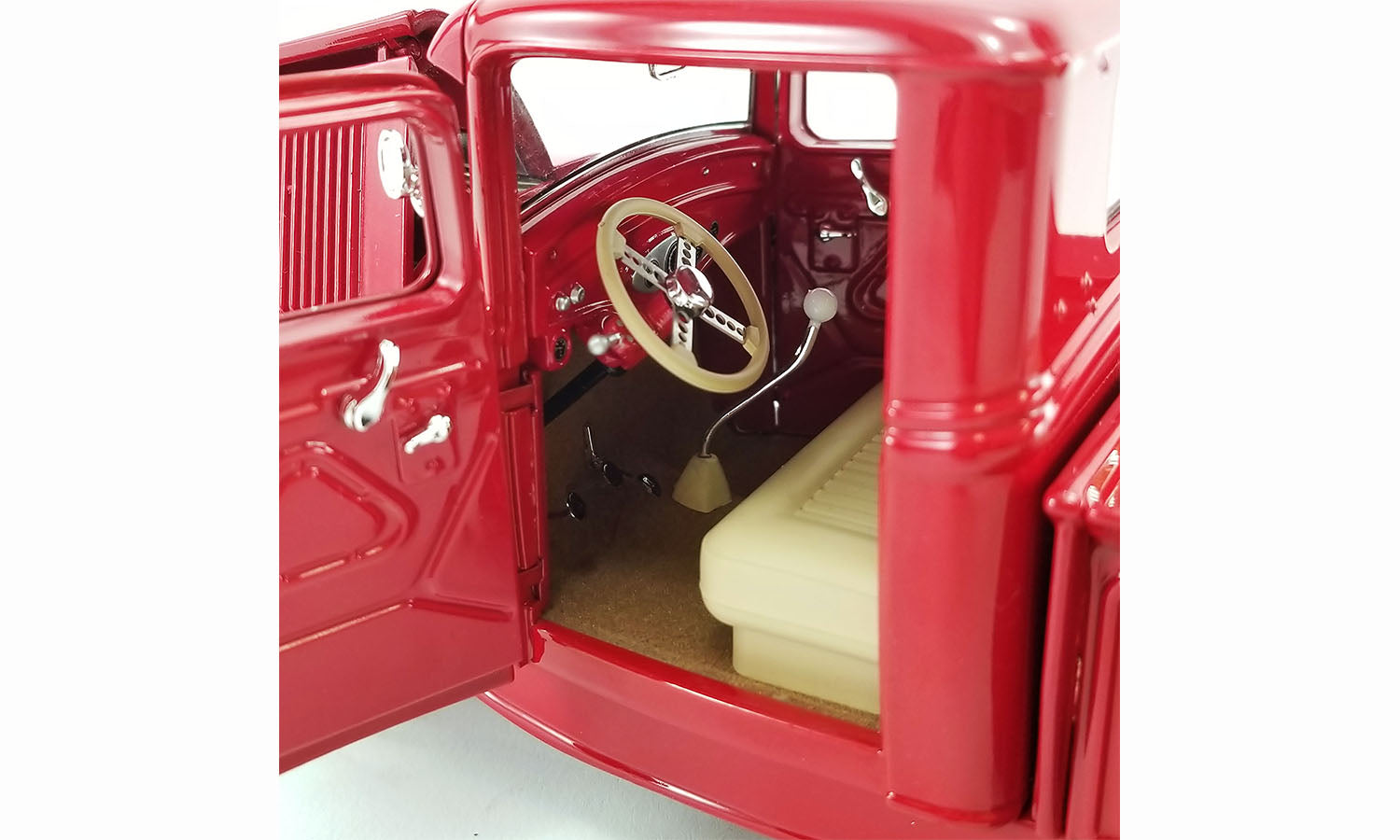 Interior view of 1932 Ford Hot Rod Pick up diecast car.