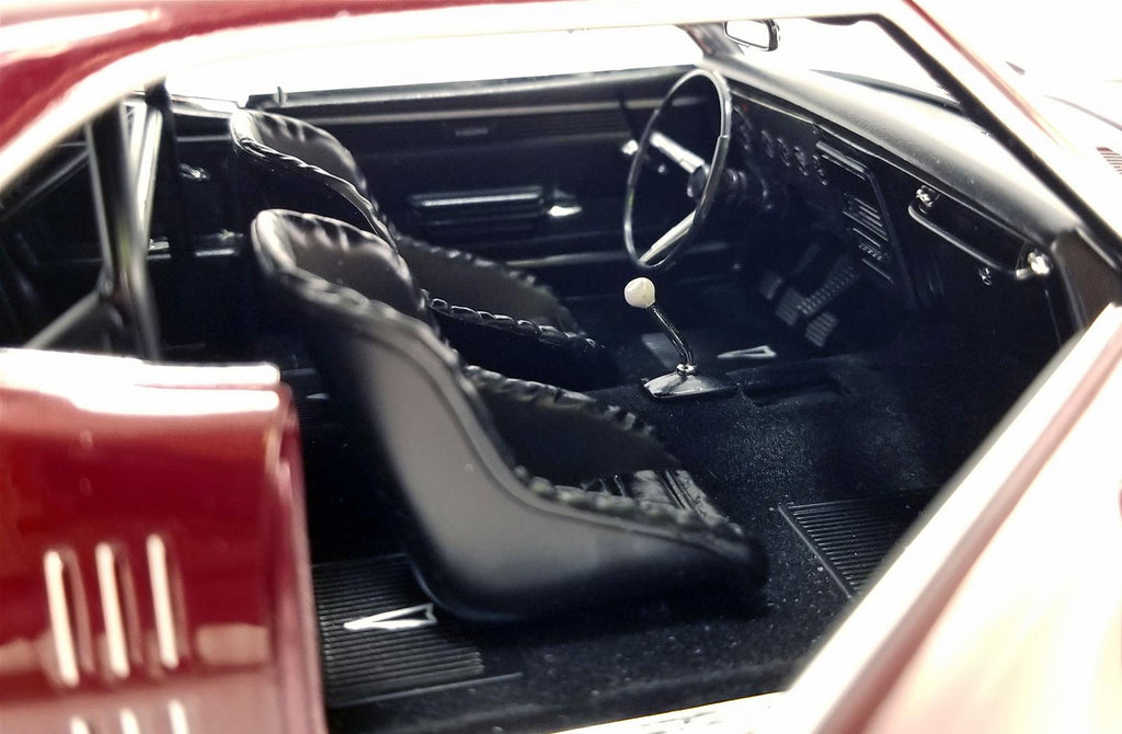 Interior view of diecast model car.