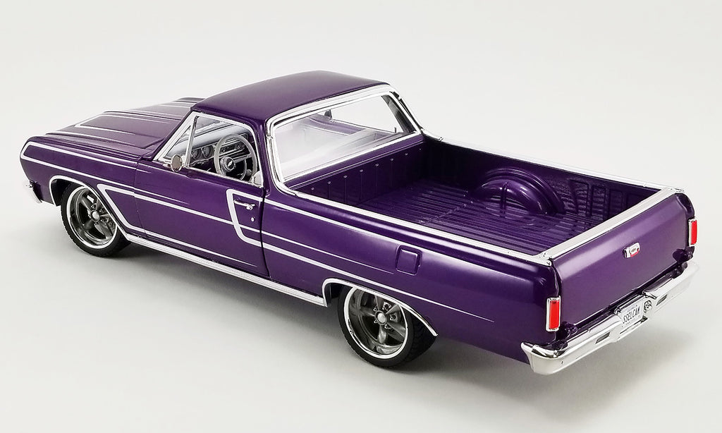 1/18 scale diecast model car of a purple Chevrolet El Camino.
