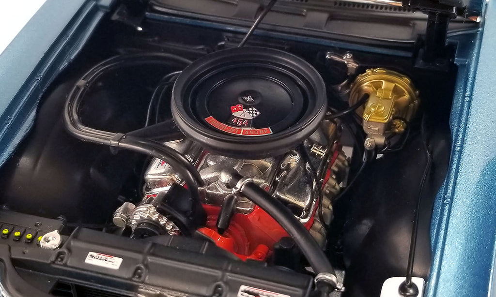 Close up of engine in diecast model car.