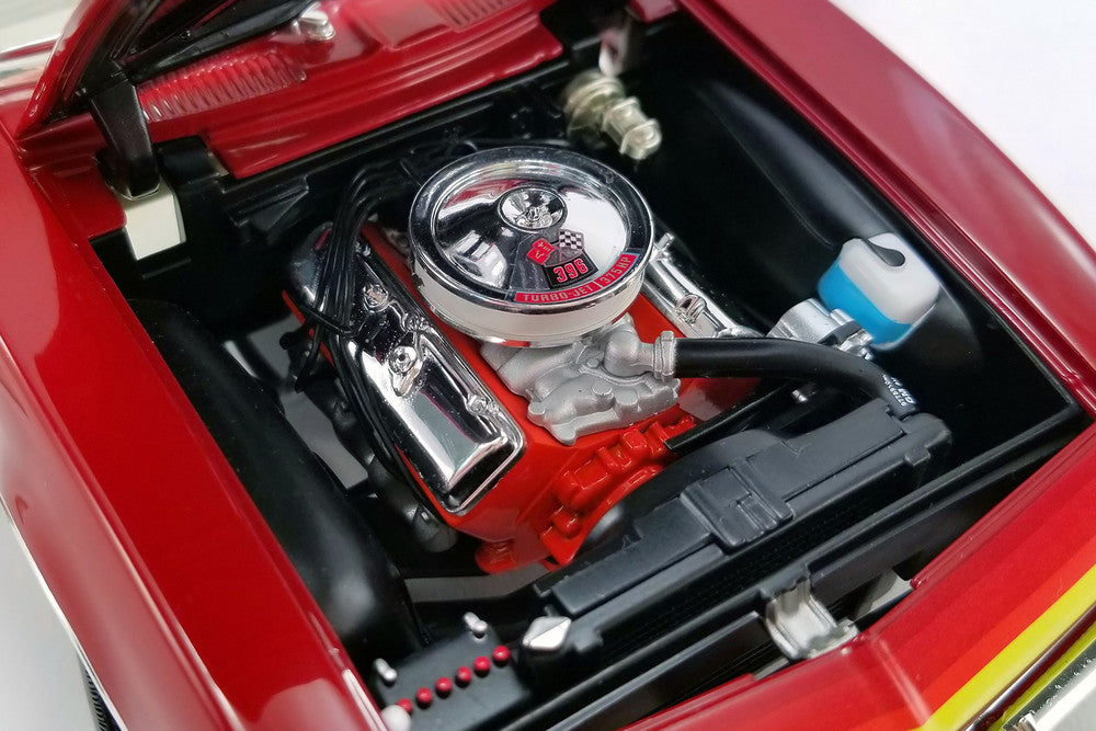 Close up of engine in a diecast model car.