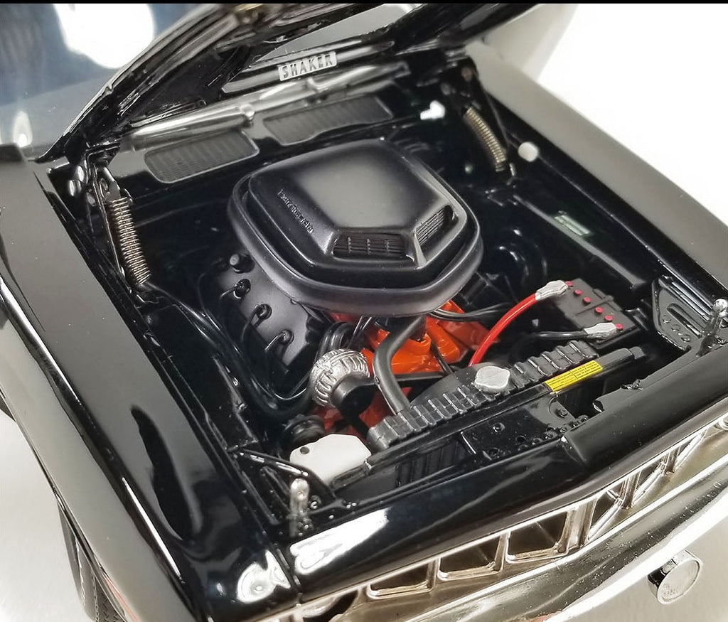 Close up of engine in a diecast model car.