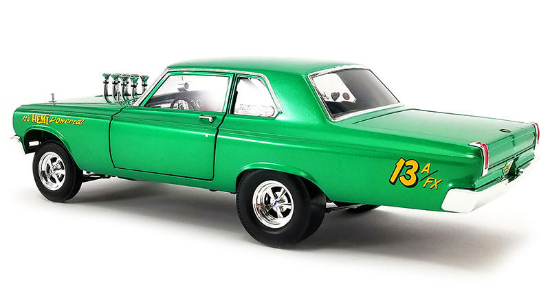Diecast model of 1965 Dodge AWB Custom painted green.