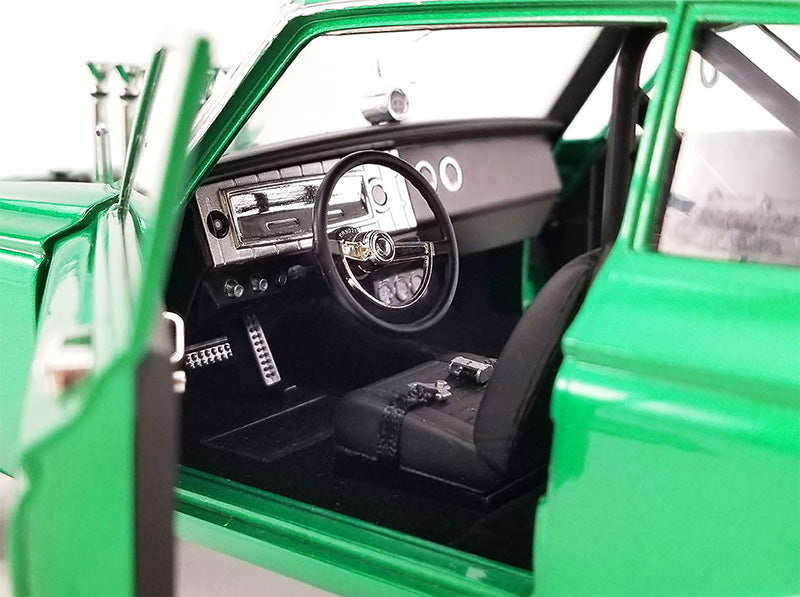 Close up of the interior of a diecast model car.