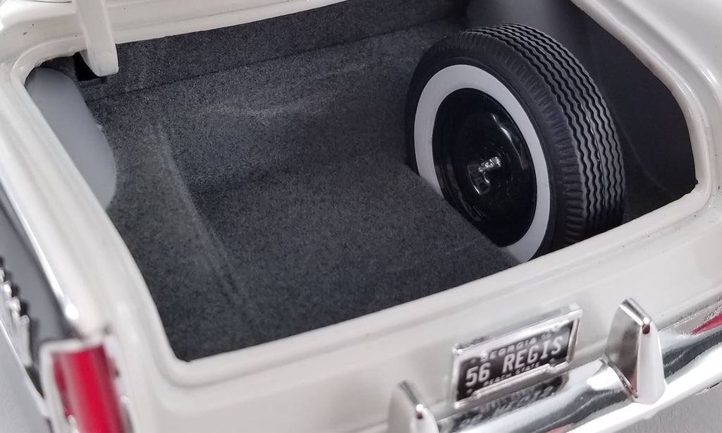 Inside of open vehicle trunk.