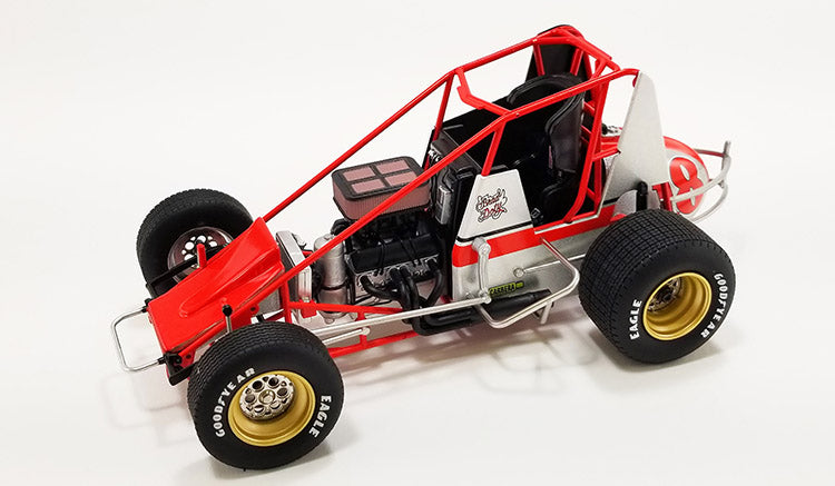 1/64 scale diecast model sprint car with roof removed.