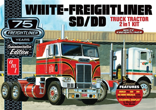 1/25 White Freightliner 2-IN-1 SD/DD Cabover Tractor (75TH Anniversary)