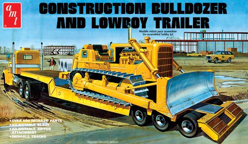 1/25 Construction Bulldozer and Lowboy Trailer Combo