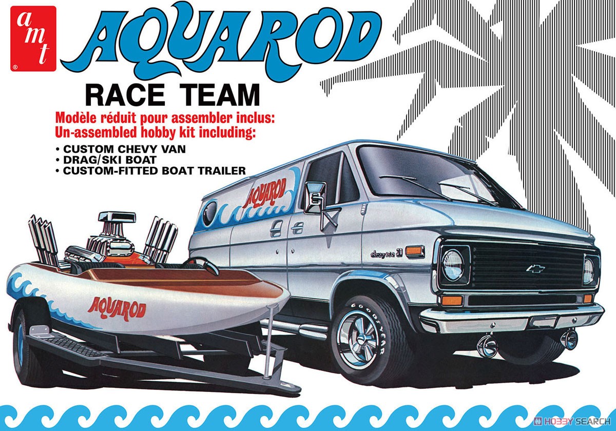 1/25 Aqua Rod Race Team 1975 Chevy Van Boat & Trailer