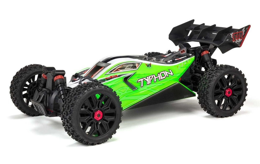 Side view of green buggy with word "Typhon" printed on the side.