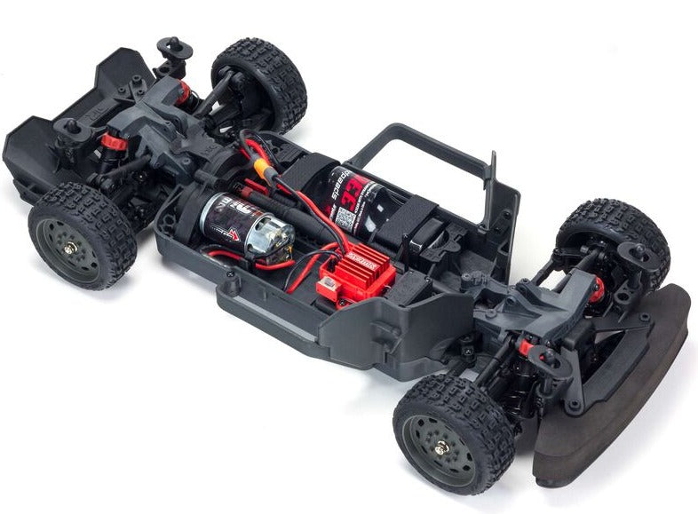 Overhead view of remote control car chassis