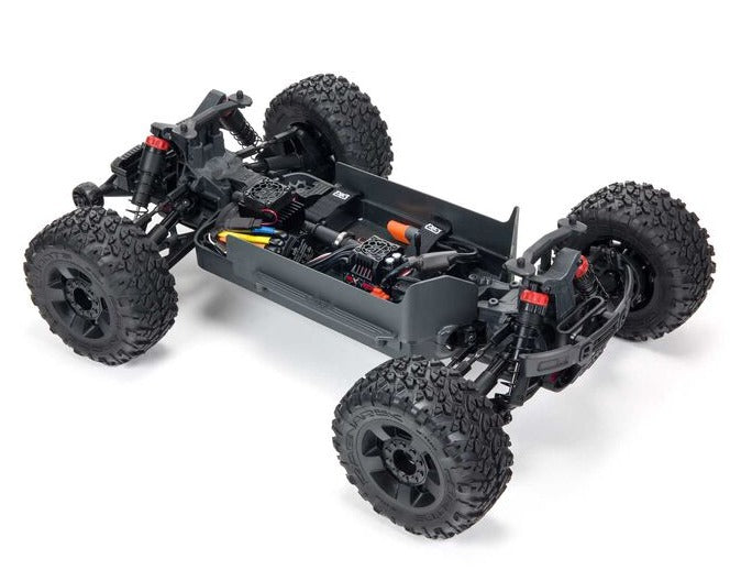 Overhead view of monster truck chassis.