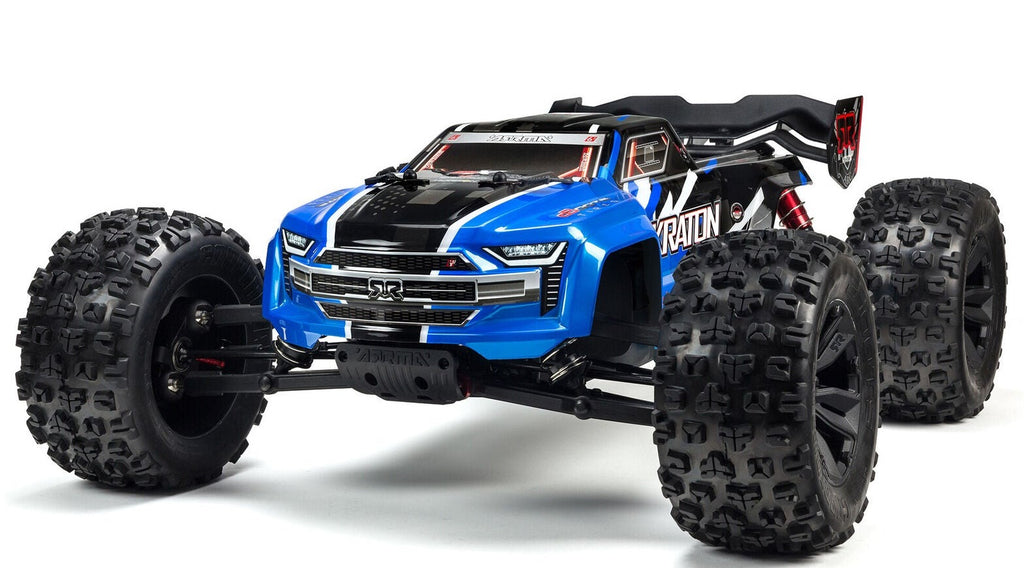 Front view of blue truck