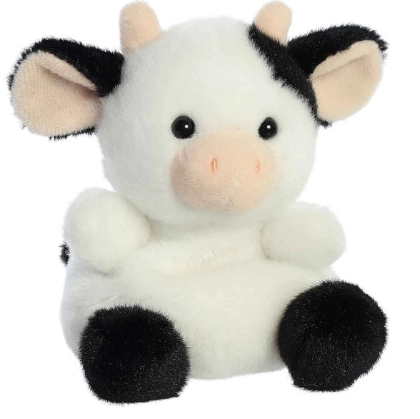 White and black cow plush toy