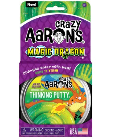 Dragon themed package with swirl of two tone green putty.