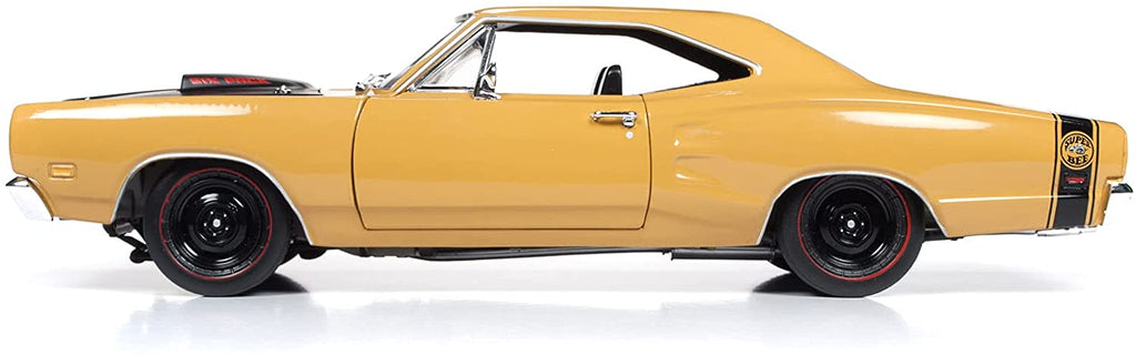 1/18 scale diecast model of a 1969 1/2 Dodge Super Bee in Butterscotch.
