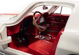 Interior view of a scale model of a Corvette.