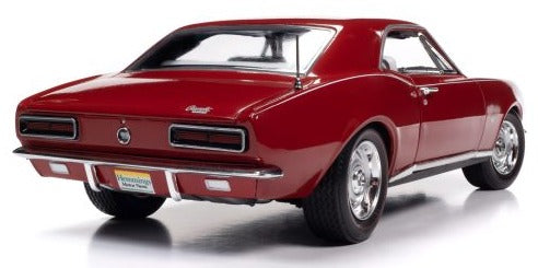 1/18 scale model of a red 1967 Chevrolet Camaro SS/RS.