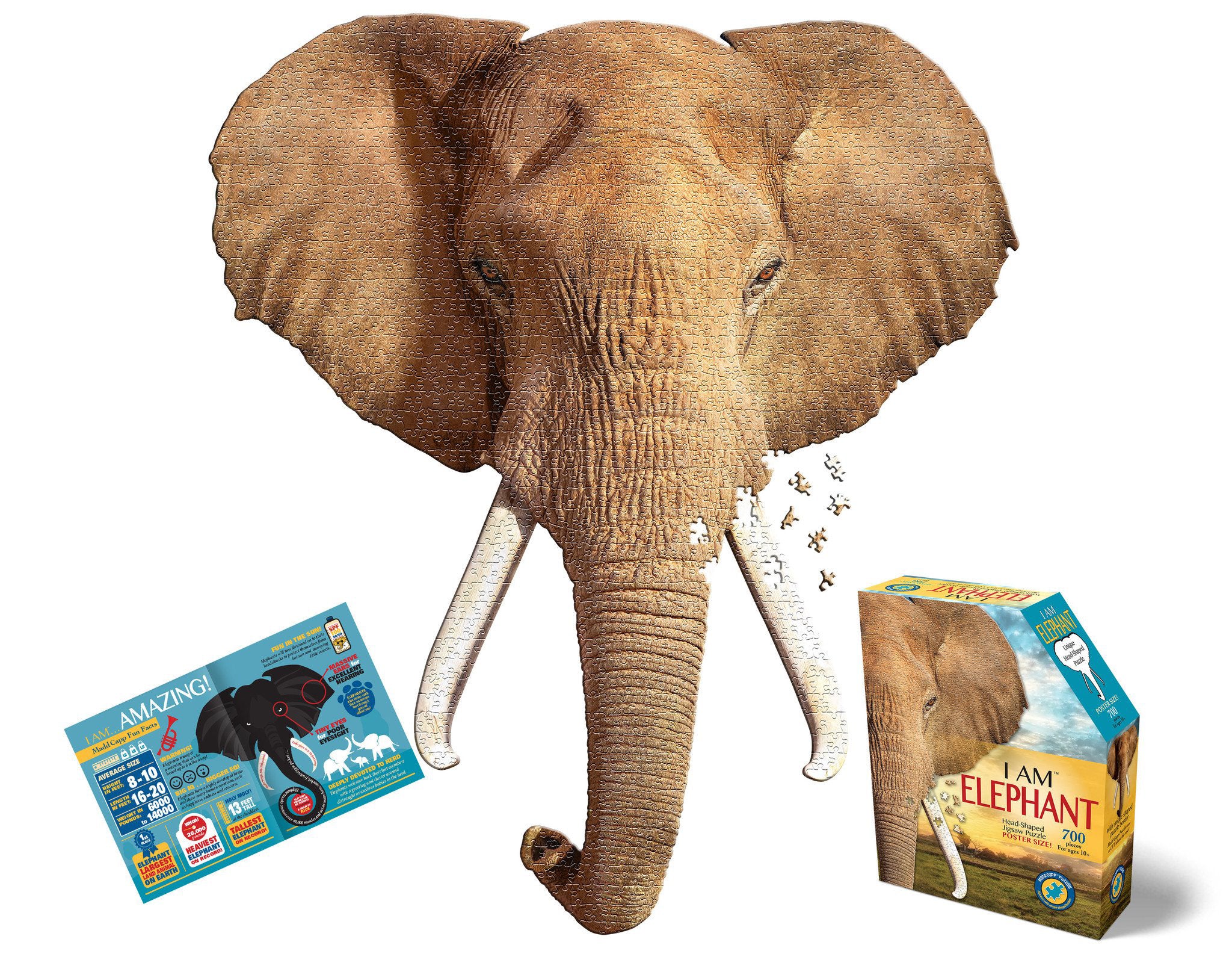 I Am Elephant 700 piece puzzle in the shape of an elephant's head