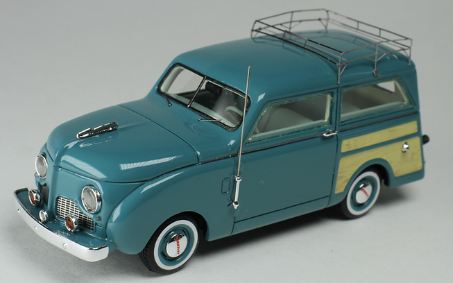 1/43 1949 Crosley Station Wagon Medium Blue with Roof Rack and Light Blue Interior