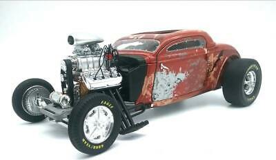 1/18 scale model of a 1934 Blown Altered Coupe painted to look like rusted steel.