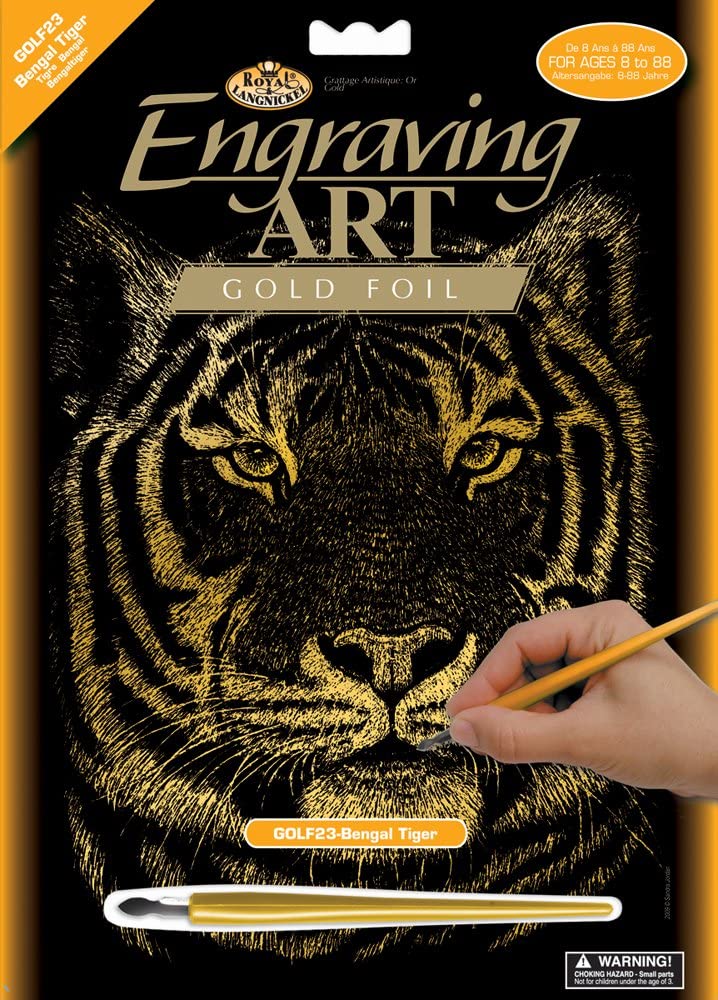 Royal Brush Engraving Art Gold Foil Bengal Tiger